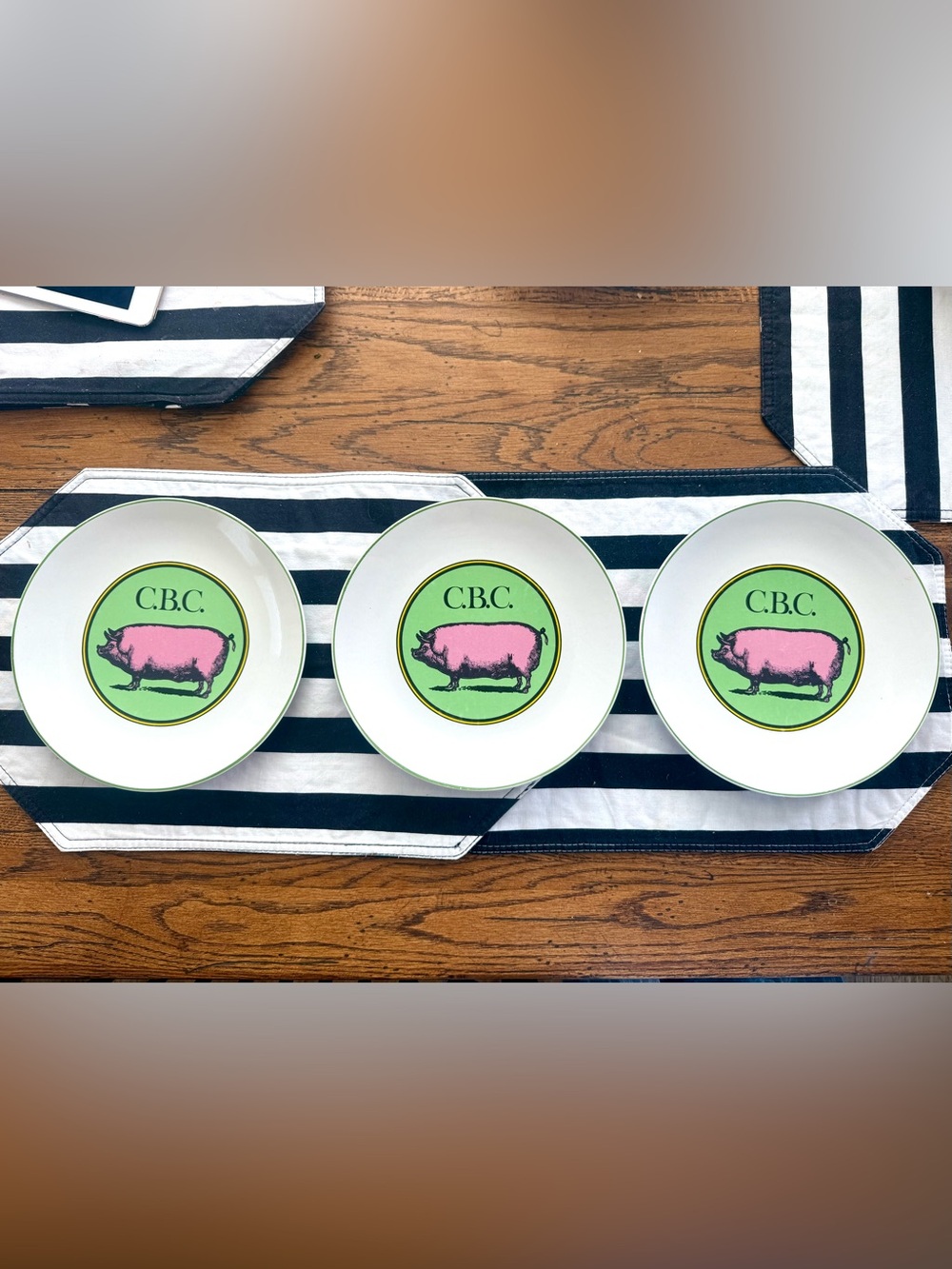 The Official Preppy Pig Plates Set x 3 C.B.C. Couldn’t Be Cuter Salad Plate dish - Picture 4 of 5